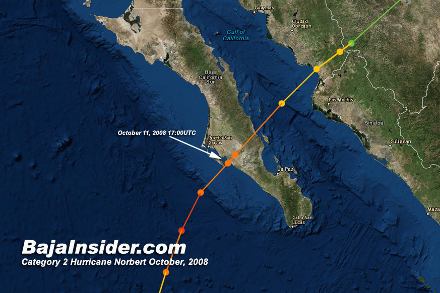 Category 2 Hurricane Norbert crossed the peninsula on October 11, 2008