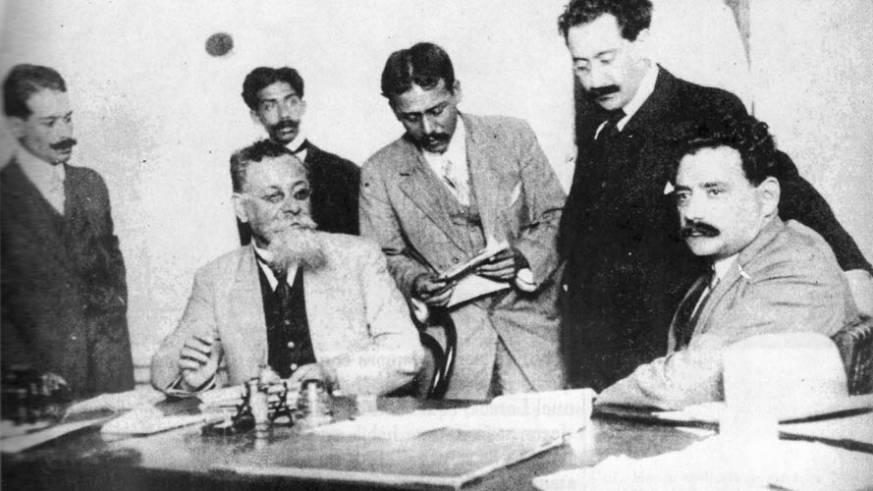 Venustiano Carranza with advisers on the Constitution, he was later assassinated on May 21, 1920