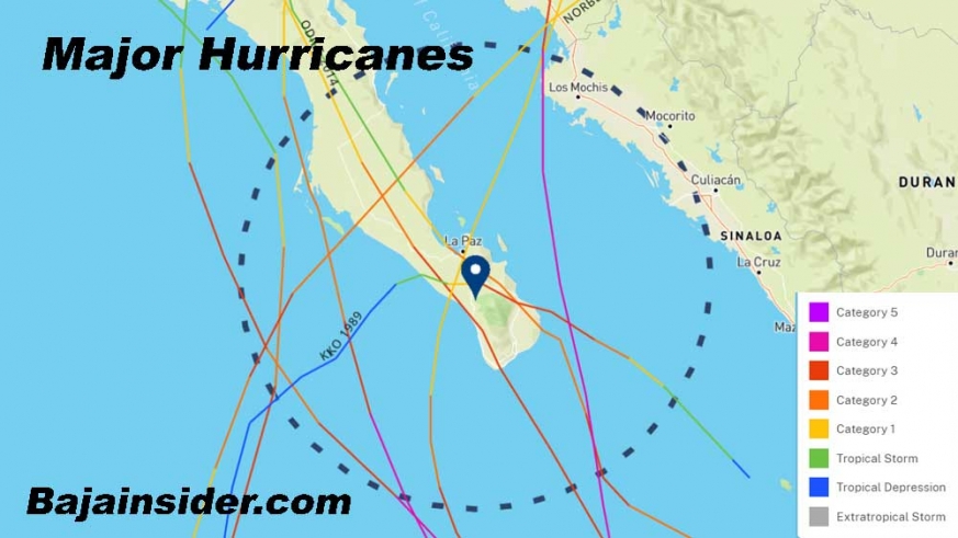 Major Hurricanes rarely make Baja landfall with the exception of Category 3 Kiko and Odile