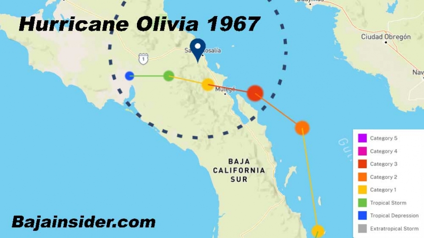 Hurricane Olivia is the only storm to cross the peninsula and strengthen in the Sea of Cortez to become one of 3 Major Hurricanes.