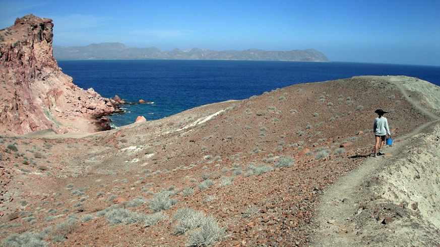 Hiking the ridge of Isla San Francisco in the Sea of Cortez