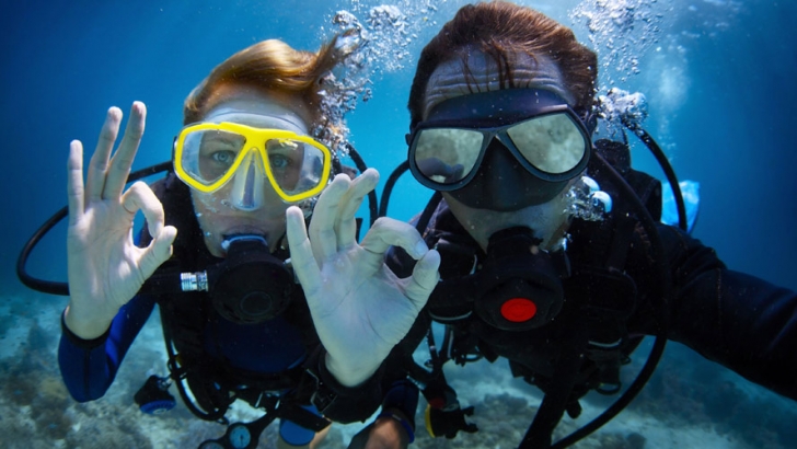 Scuba diving peaks in late summer and remains clear well into December