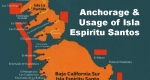 Usage and anchorage areas of Isla Espiritu Santos in the Sea of Cortez